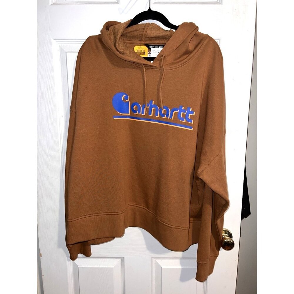 NWT CARHARTT Womens TS6918-W Loose Fit Hooded Sweatshirt Logo Sz XL 16/18